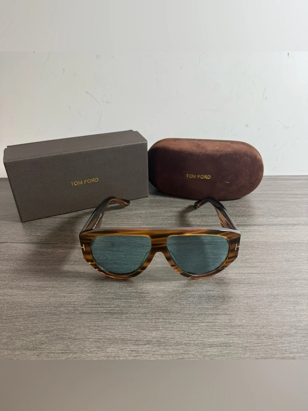 Tom Ford Tortoiseshell Frame Sunglasses with Green Lenses